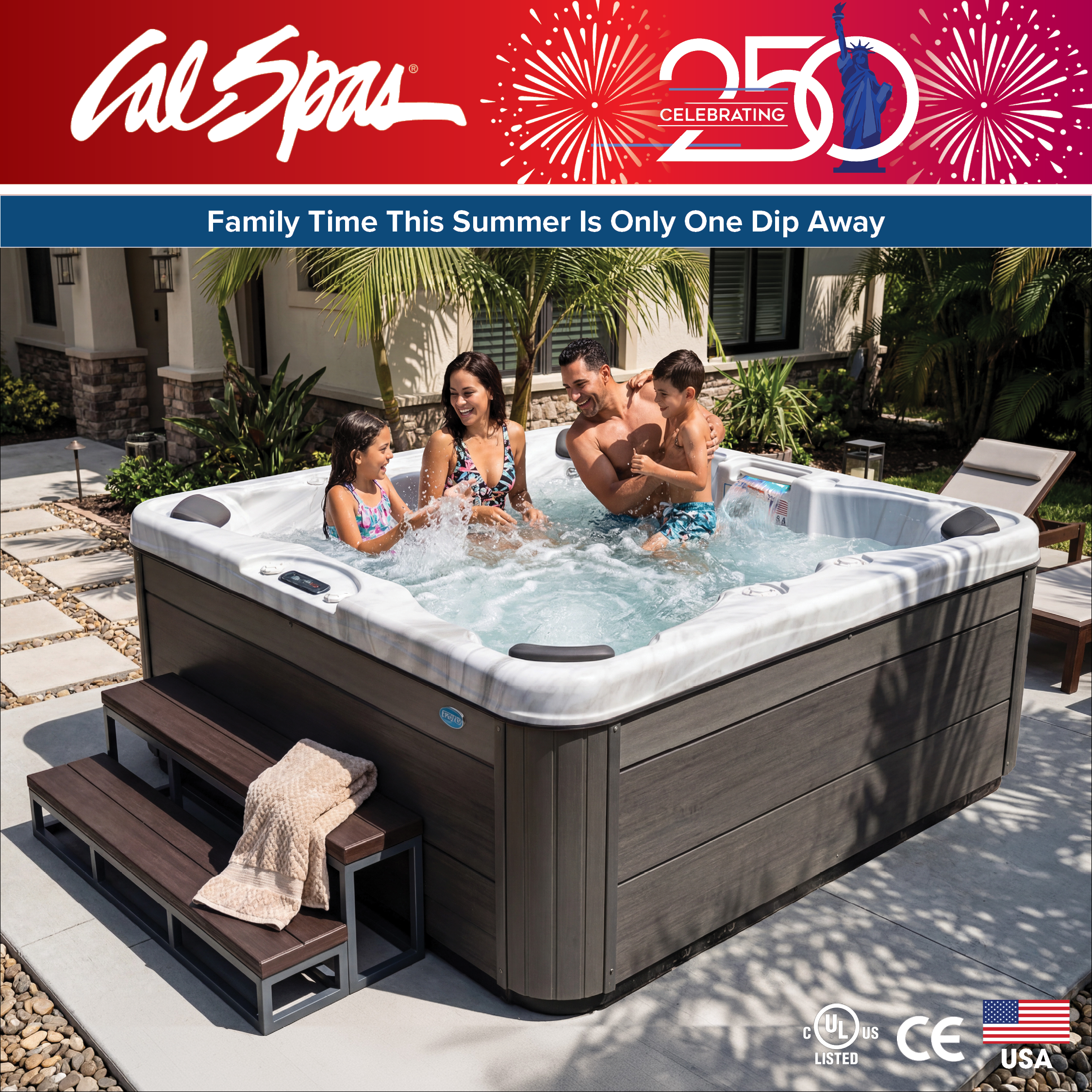 Calspas hot tub being used in a family setting - Great Falls